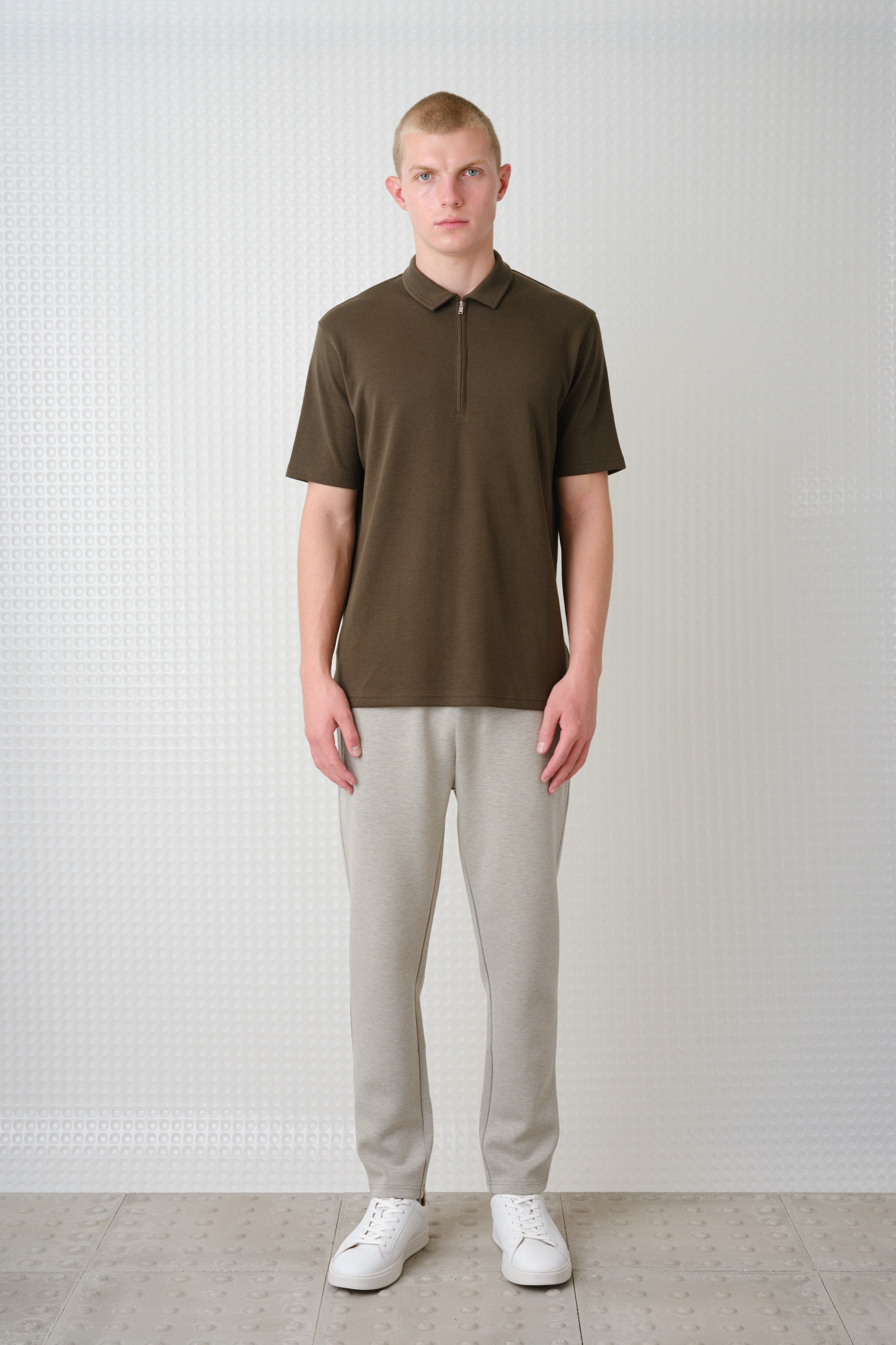 Saint - 260GSM Interlock Zip Polo - Olive