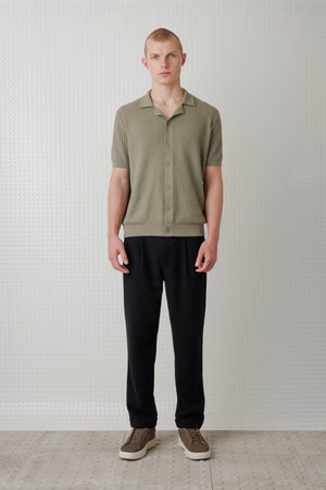 Bergen Button Through Polo - Sage