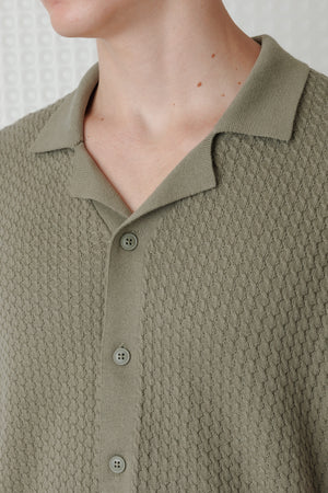 Bergen Button Through Polo - Sage