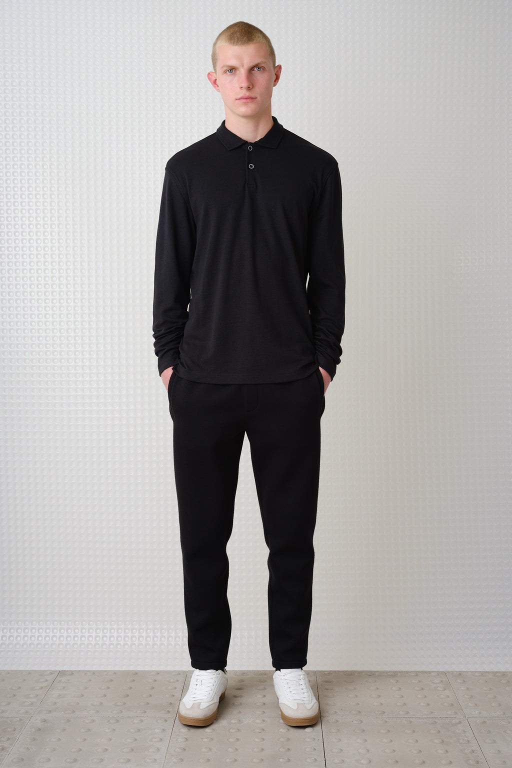 Burin - 260GSM Interlock Long Sleeve Polo - Black