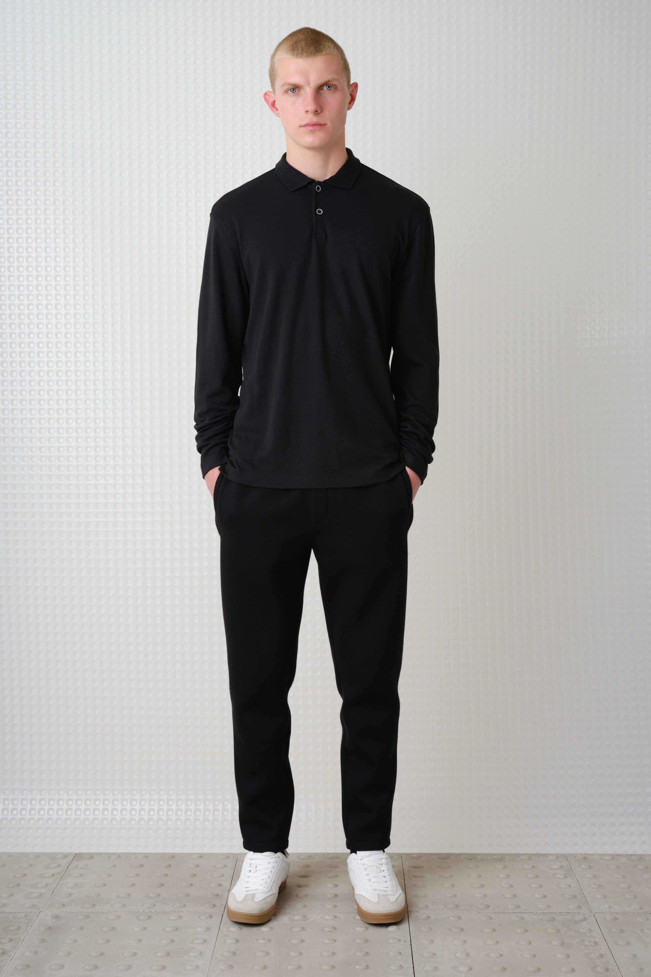 Burin - 260GSM Interlock Long Sleeve Polo - Black