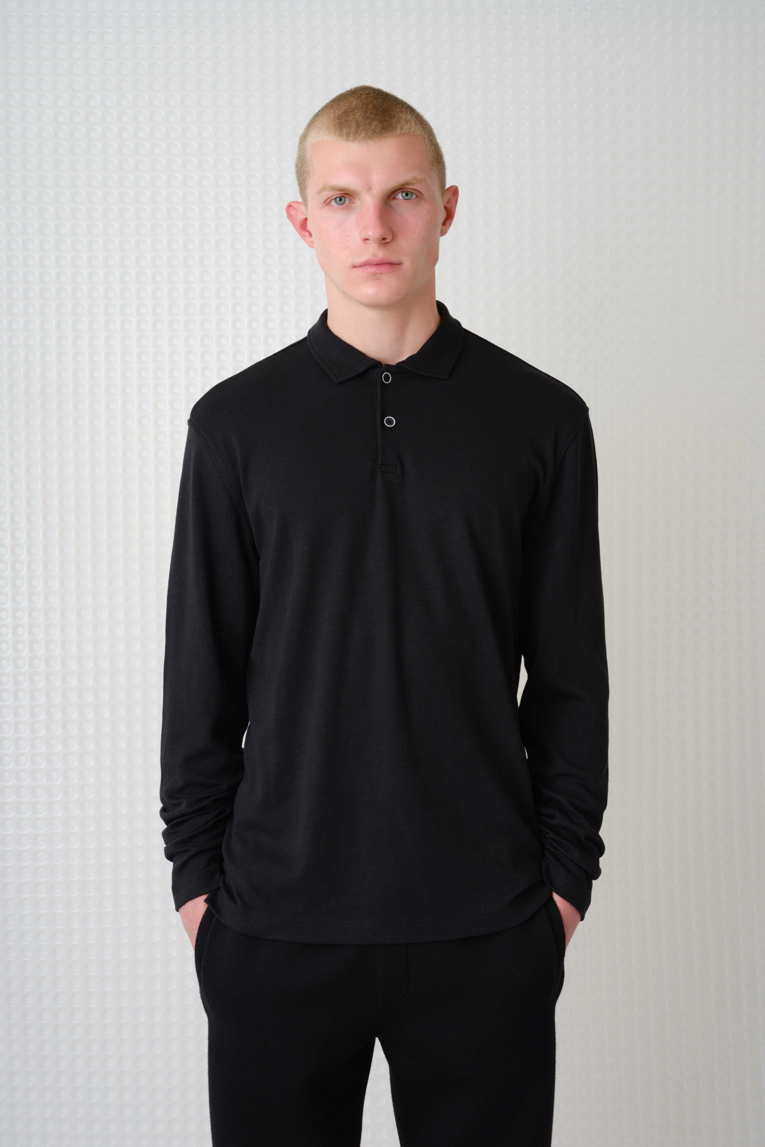 Burin - 260GSM Interlock Long Sleeve Polo - Black