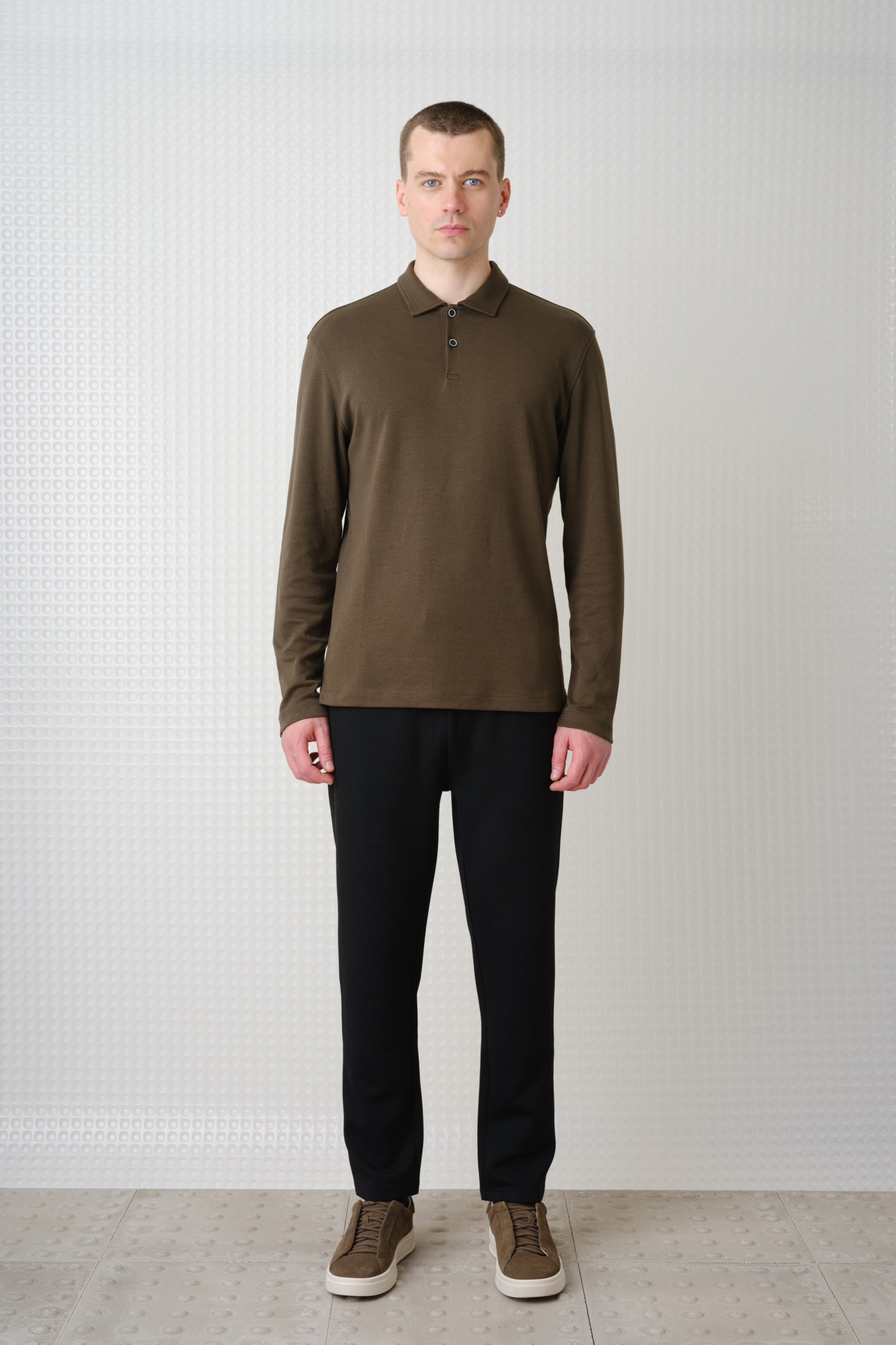 Burin - 260GSM Interlock Long Sleeve Polo - Olive