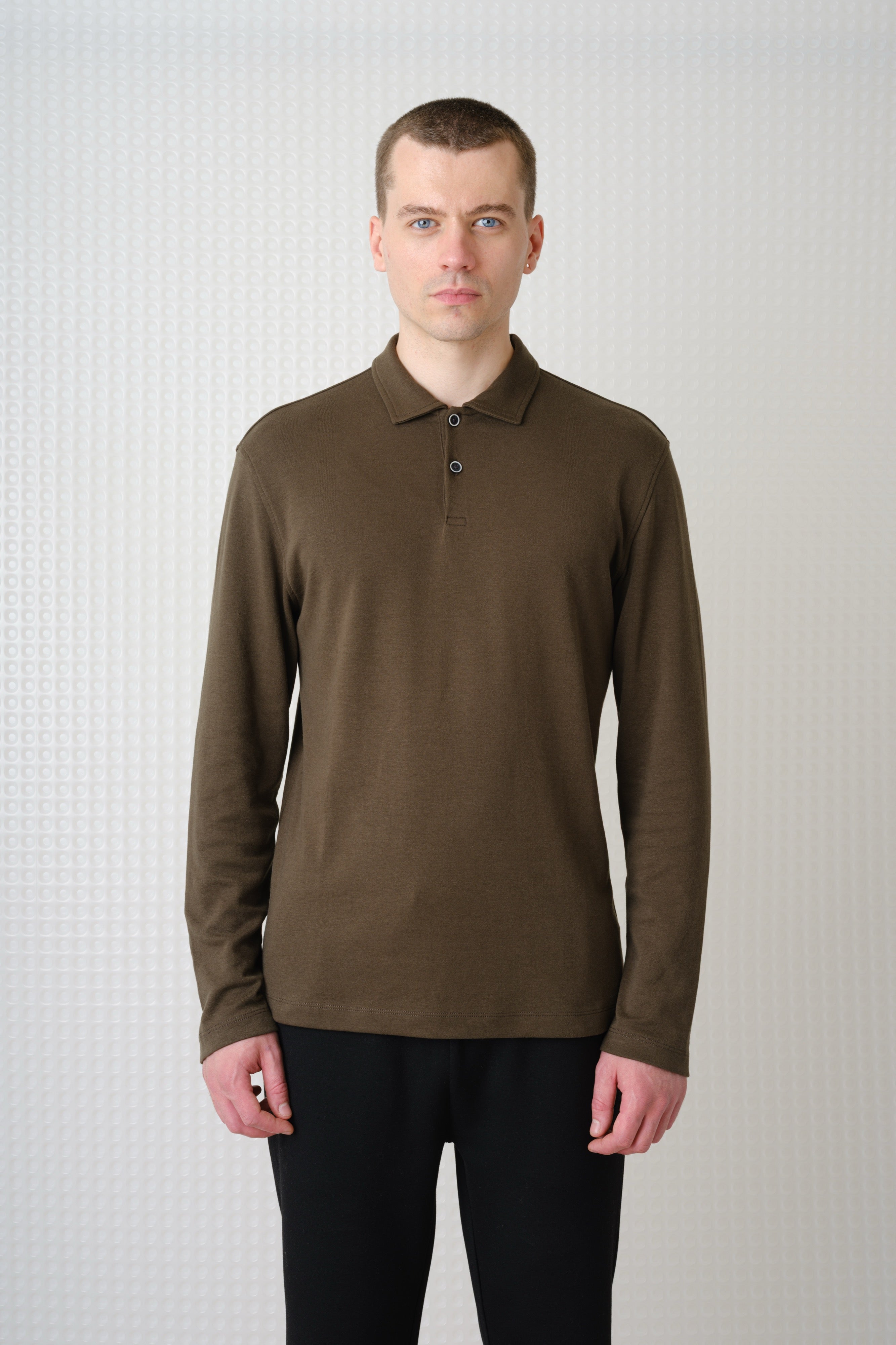 Burin - 260GSM Interlock Long Sleeve Polo - Olive