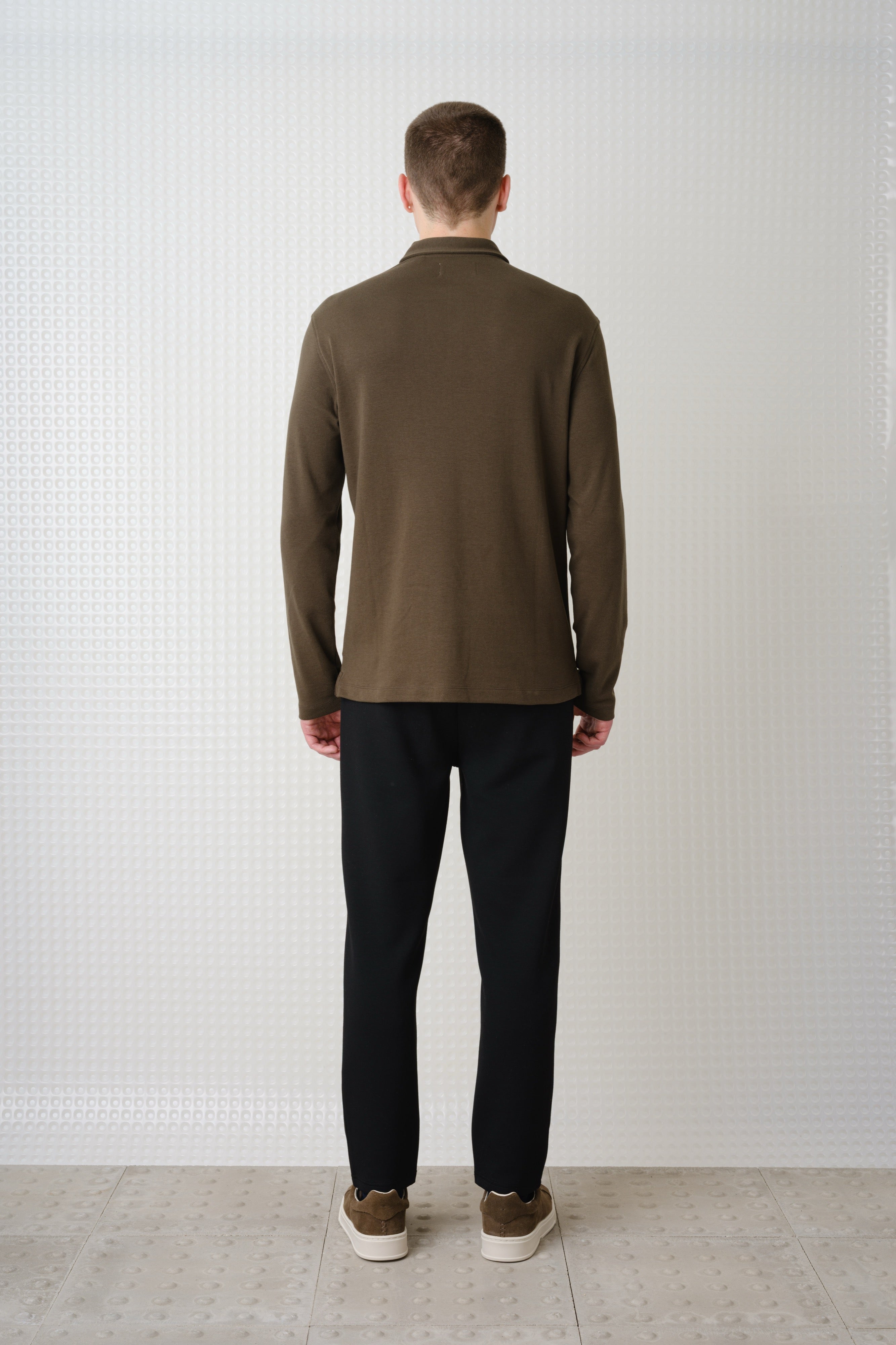 Burin - 260GSM Interlock Long Sleeve Polo - Olive