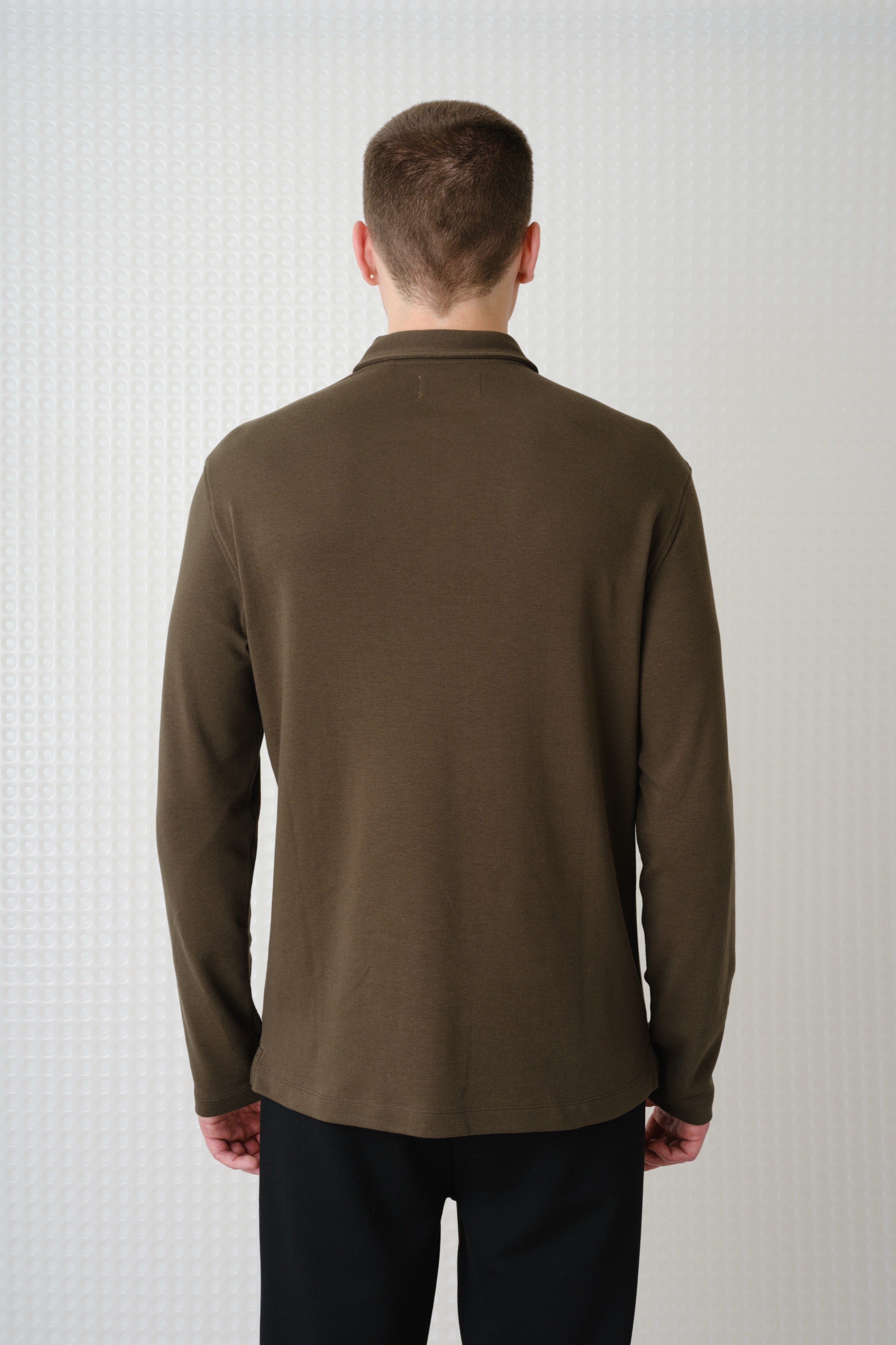 Burin - 260GSM Interlock Long Sleeve Polo - Olive