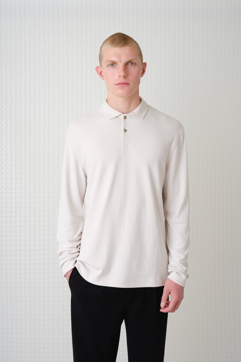 Burin - 260GSM Interlock Long Sleeve Polo - Stone