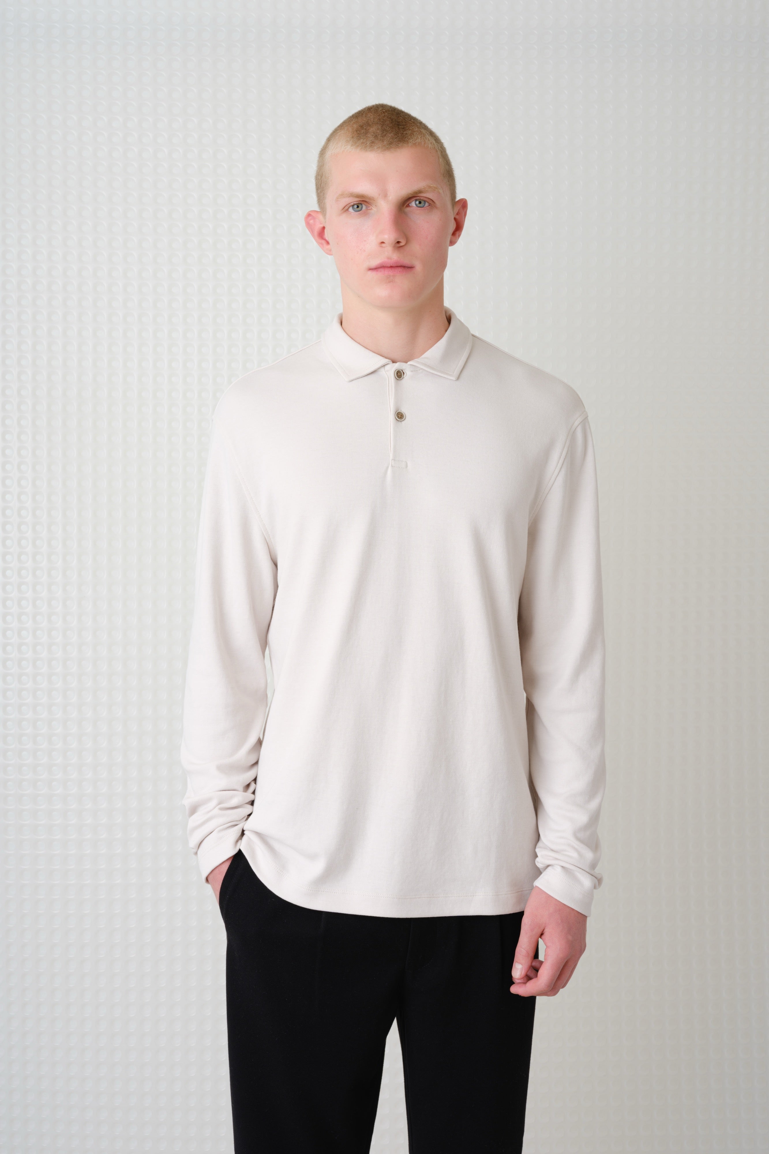 Burin - 260GSM Interlock Long Sleeve Polo - Stone