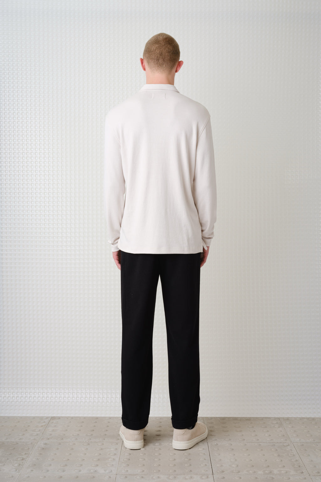 Burin - 260GSM Interlock Long Sleeve Polo - Stone