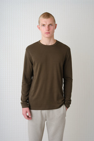 Calla - 260GSM Interlock Long Sleeve T-Shirt - Olive