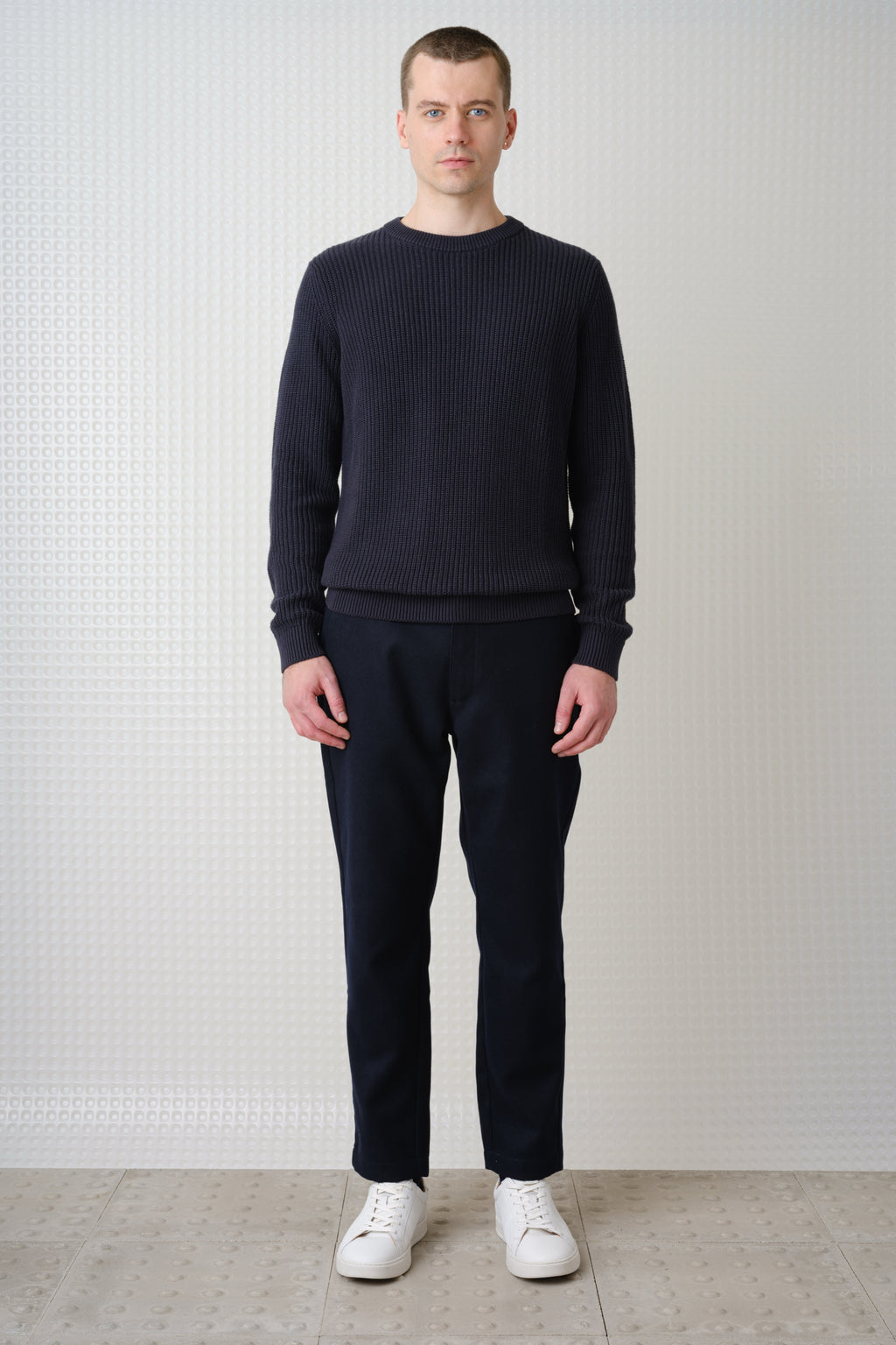 Herning - Quarter Zip Knit - Dark Midnight