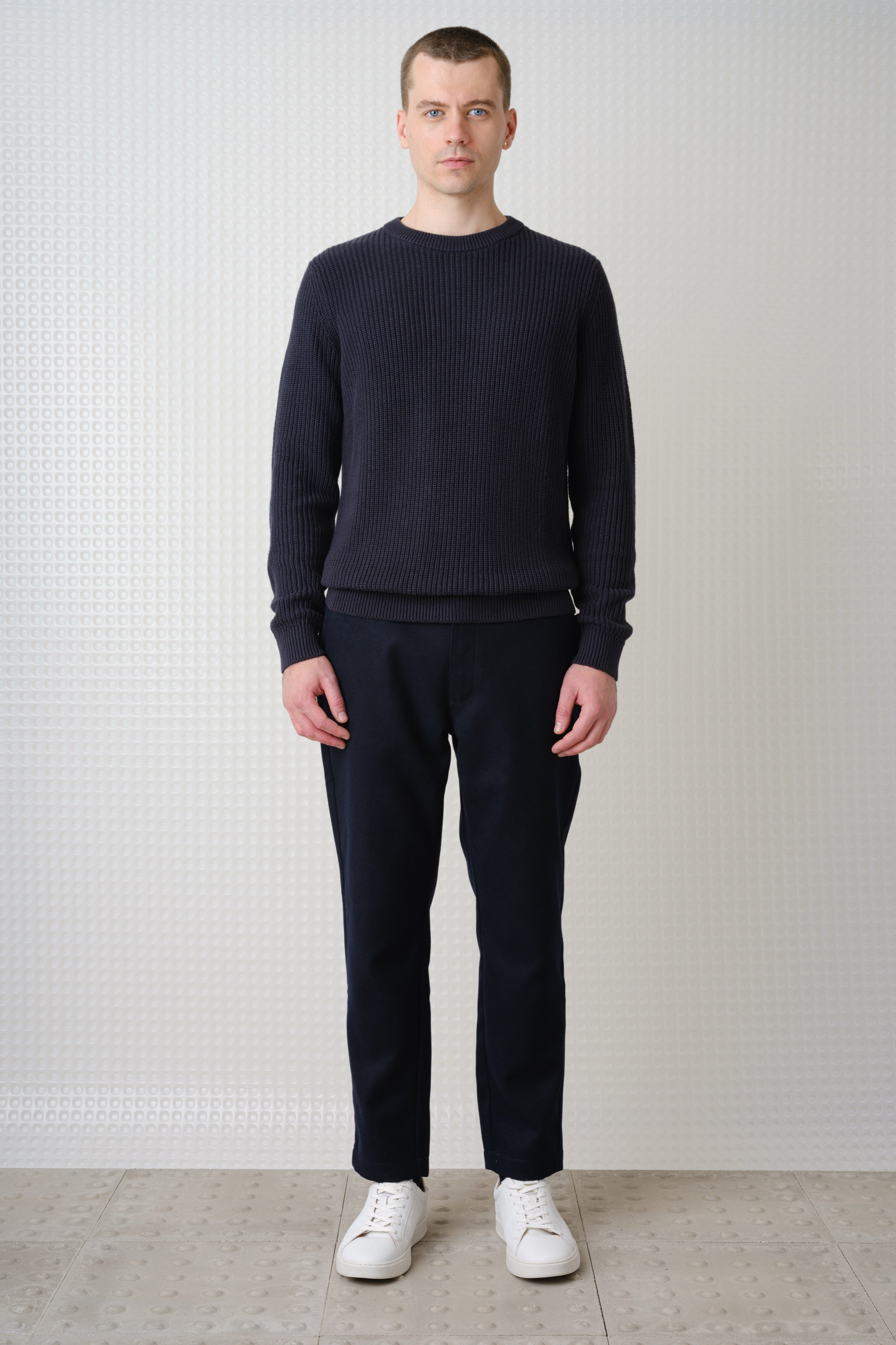 Herning - Quarter Zip Knit - Dark Midnight