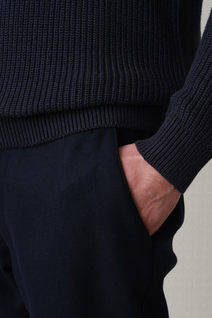 Herning - Quarter Zip Knit - Dark Midnight