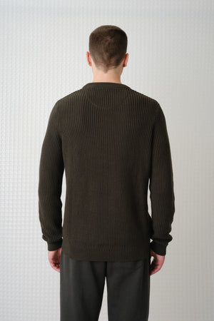 Herning - Crew Neck Knit - Dark Olive