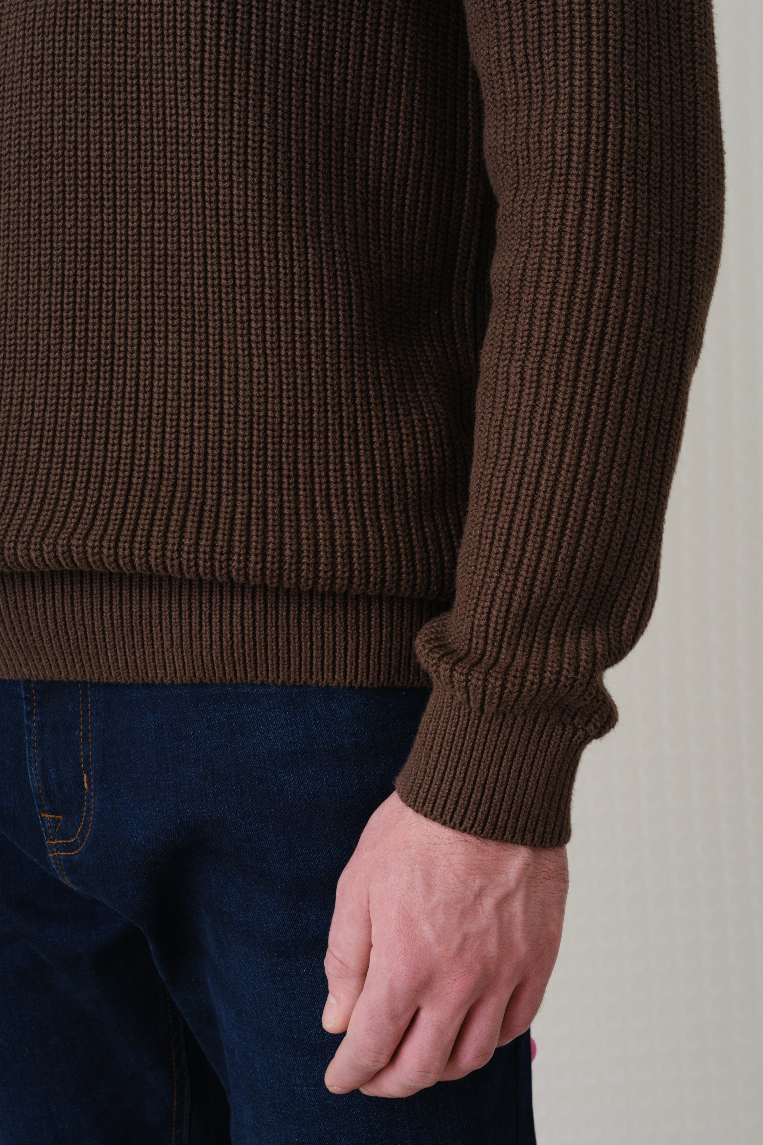 Herning - Quarter Zip Knit - Dark Chocolate