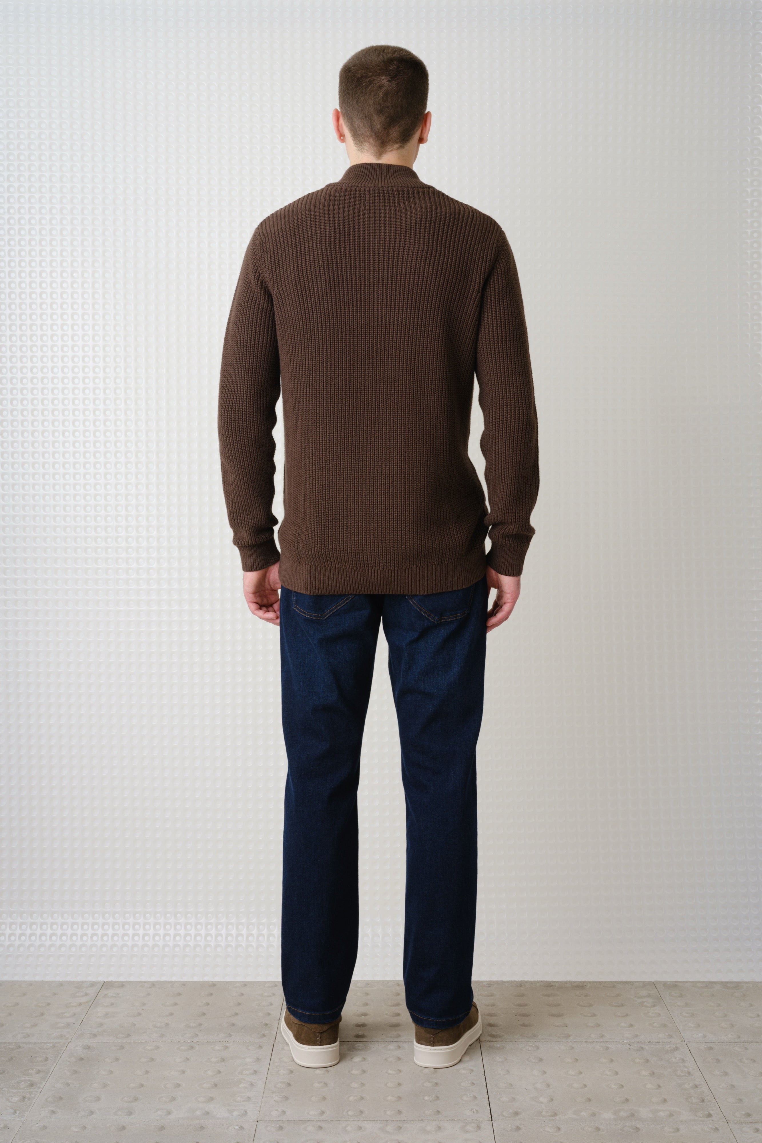 Herning - Quarter Zip Knit - Dark Chocolate