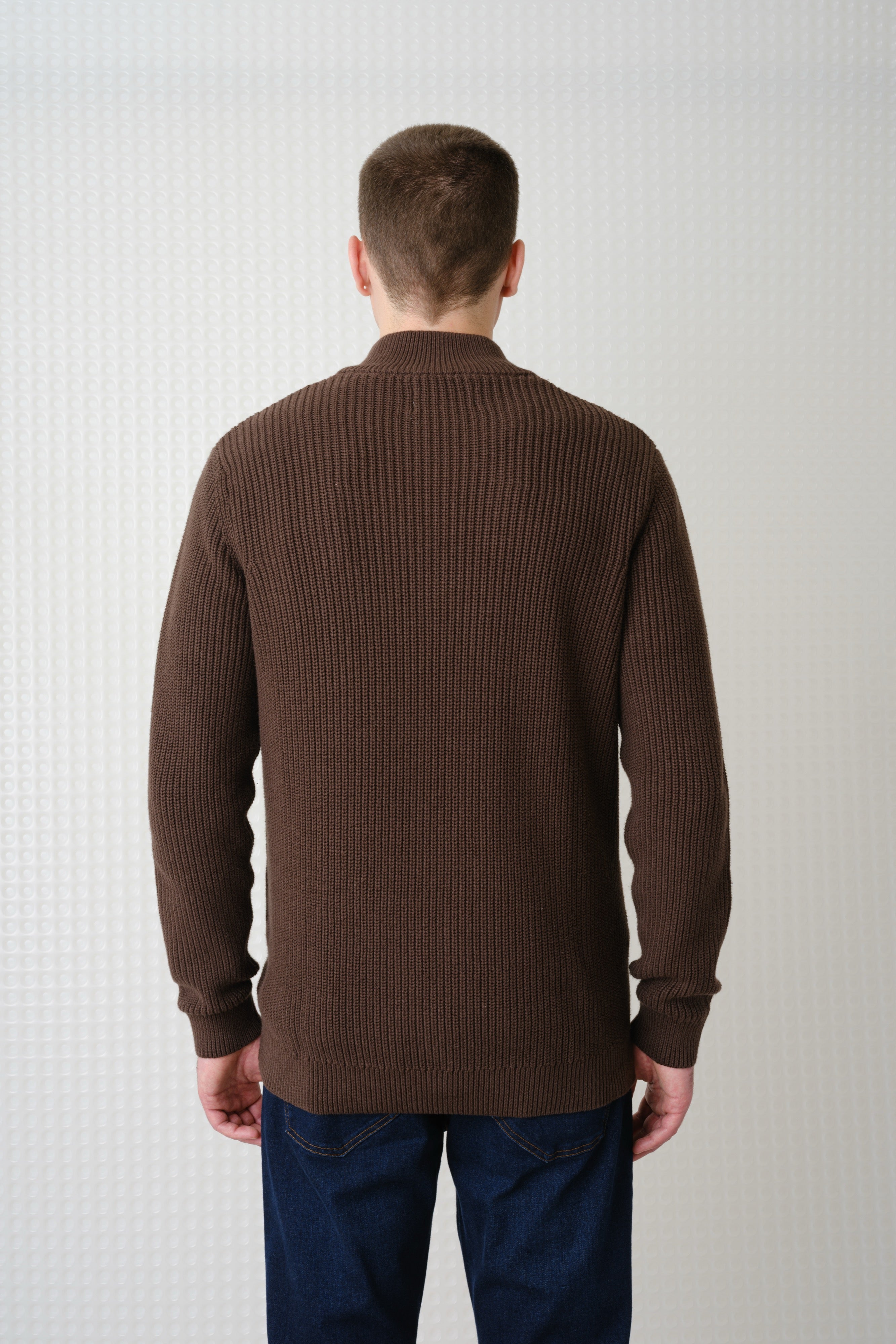 Herning - Quarter Zip Knit - Dark Chocolate