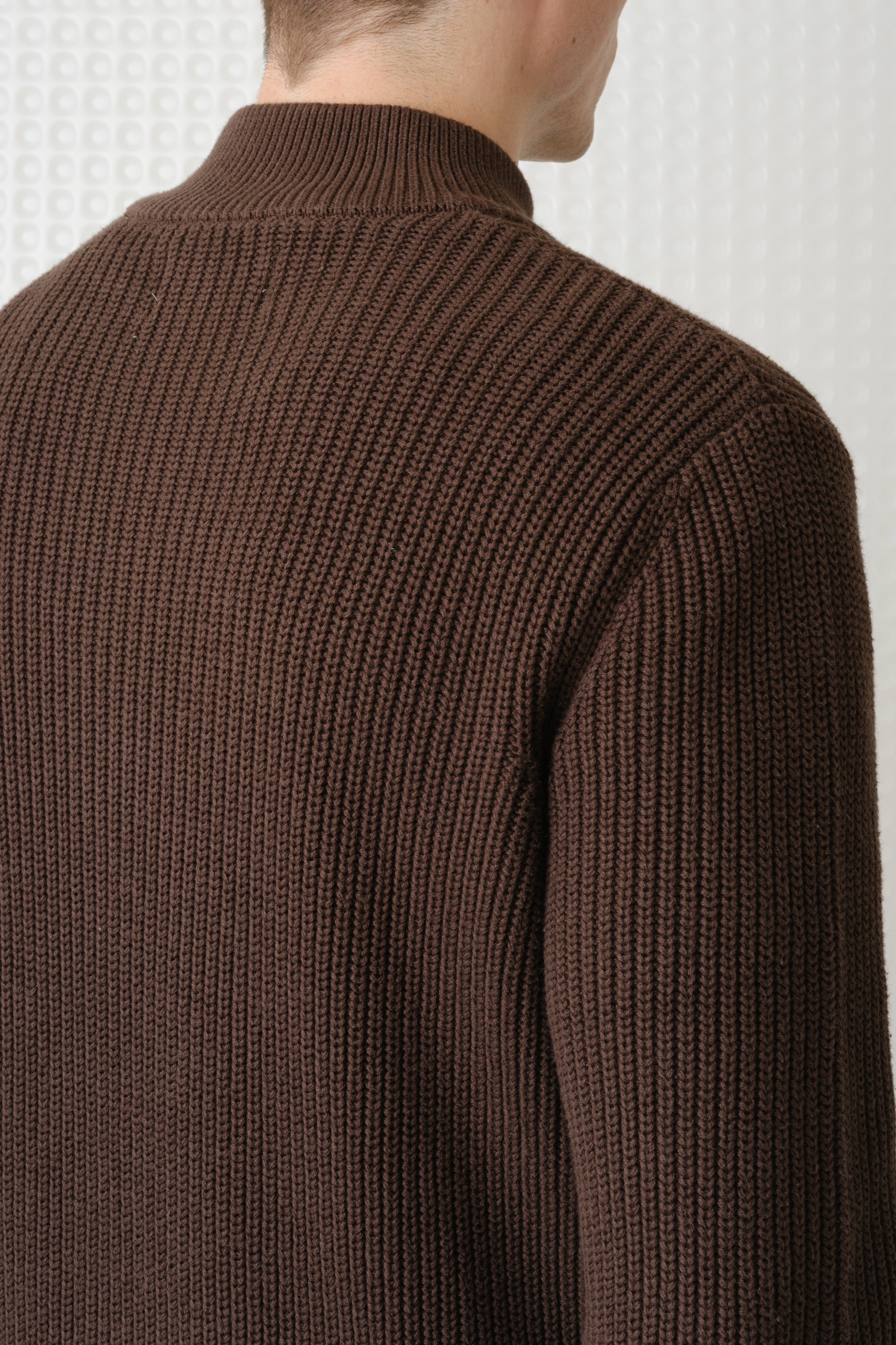 Herning - Quarter Zip Knit - Dark Chocolate
