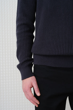 Herning - Quarter Zip Knit - Dark Midnight