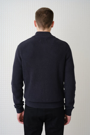 Herning - Quarter Zip Knit - Dark Midnight