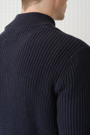 Herning - Quarter Zip Knit - Dark Midnight