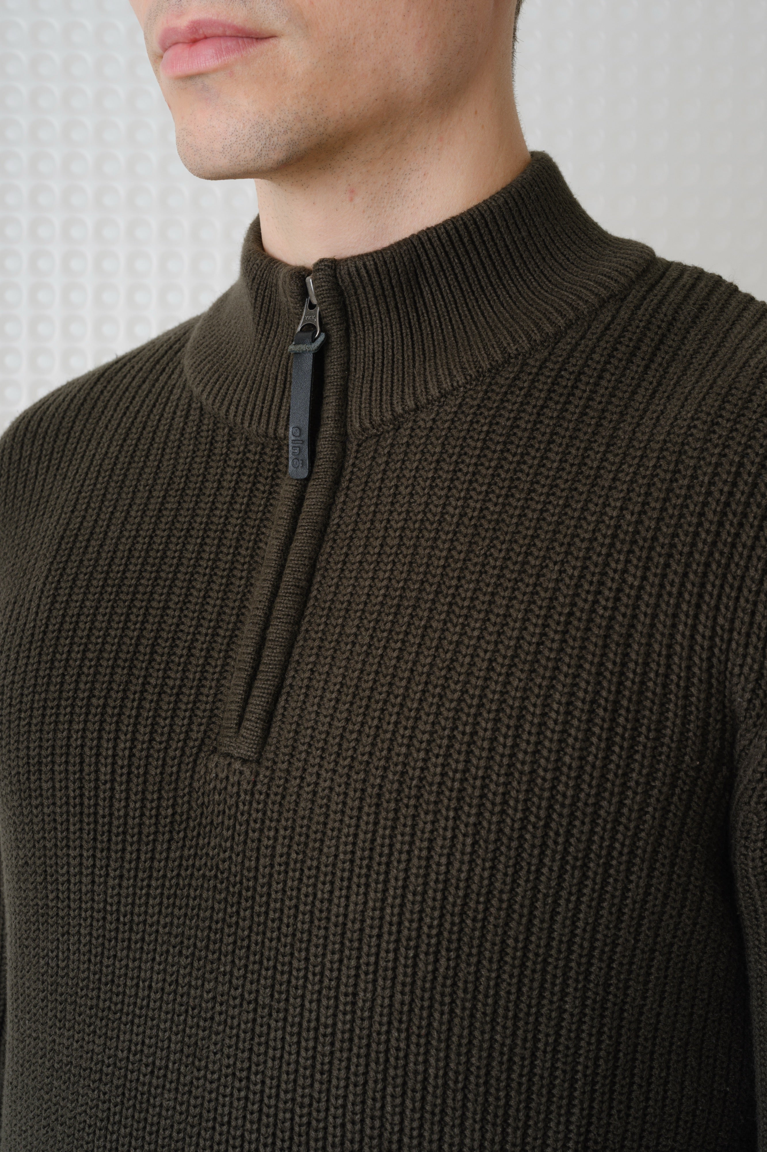 Herning - Quarter Zip Knit - Dark Olive