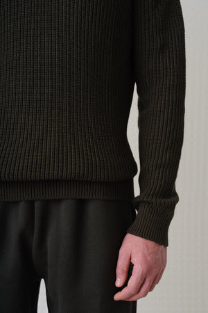 Herning - Quarter Zip Knit - Dark Olive