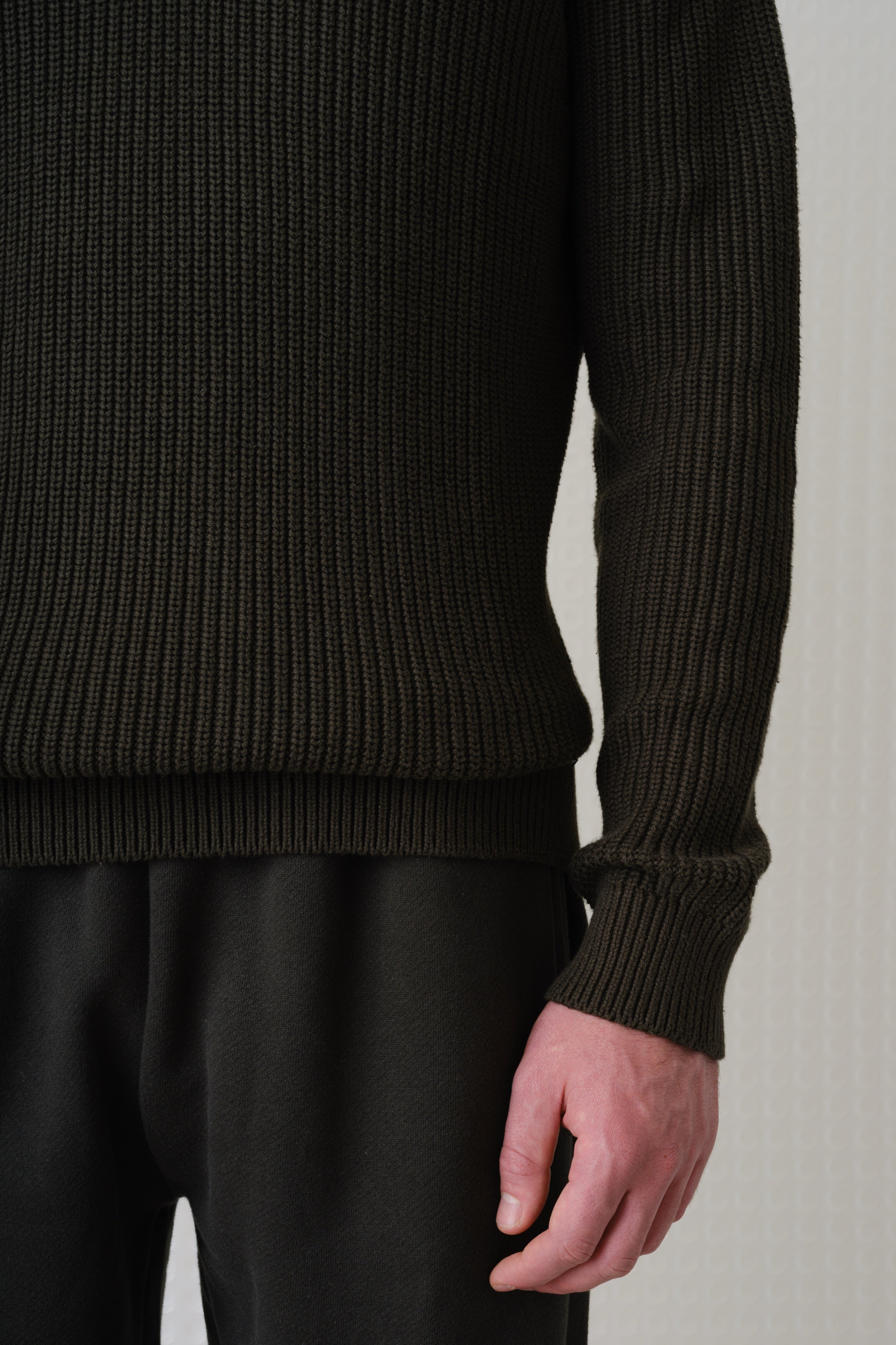 Herning - Quarter Zip Knit - Dark Olive