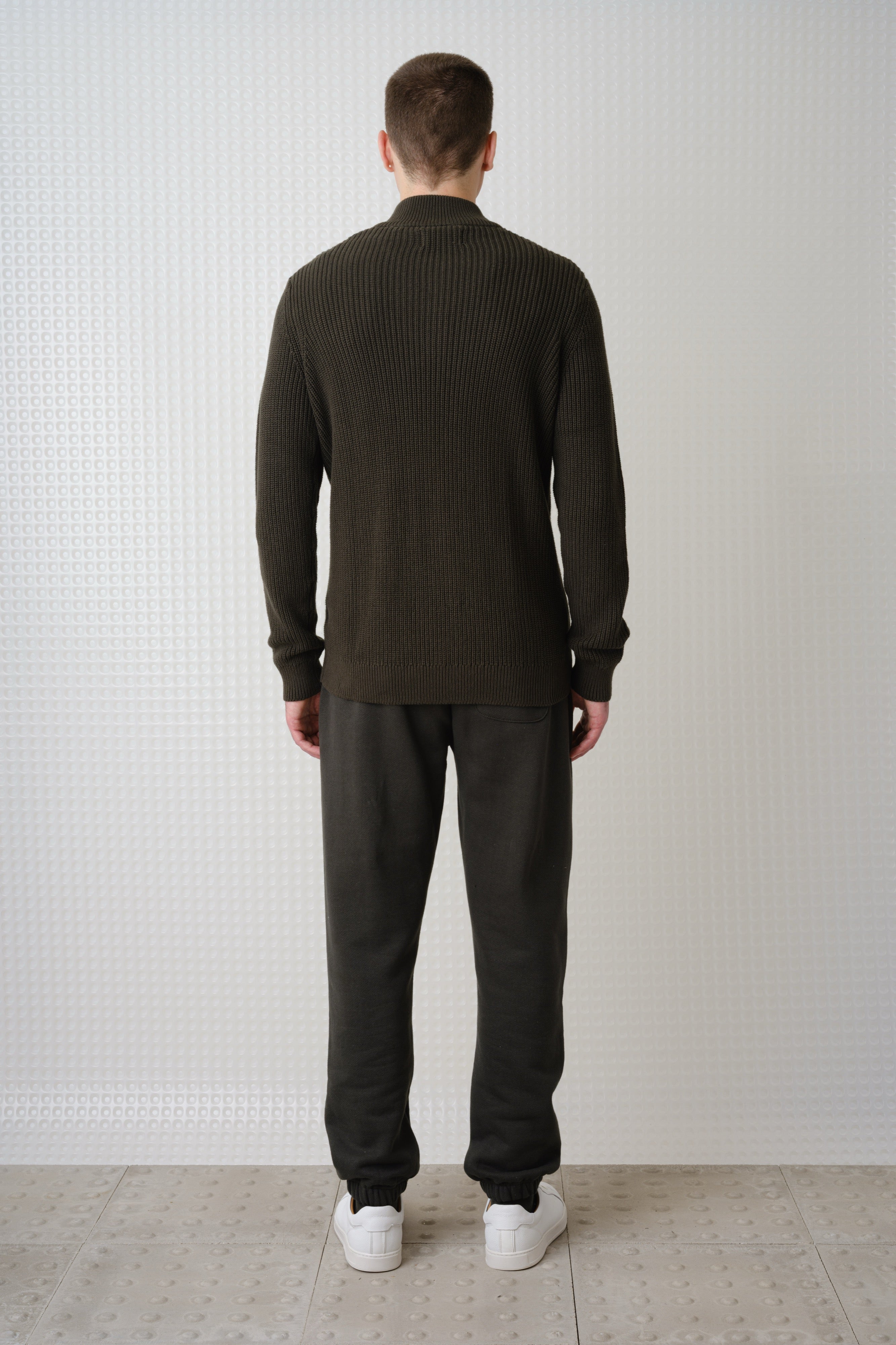 Herning - Quarter Zip Knit - Dark Olive