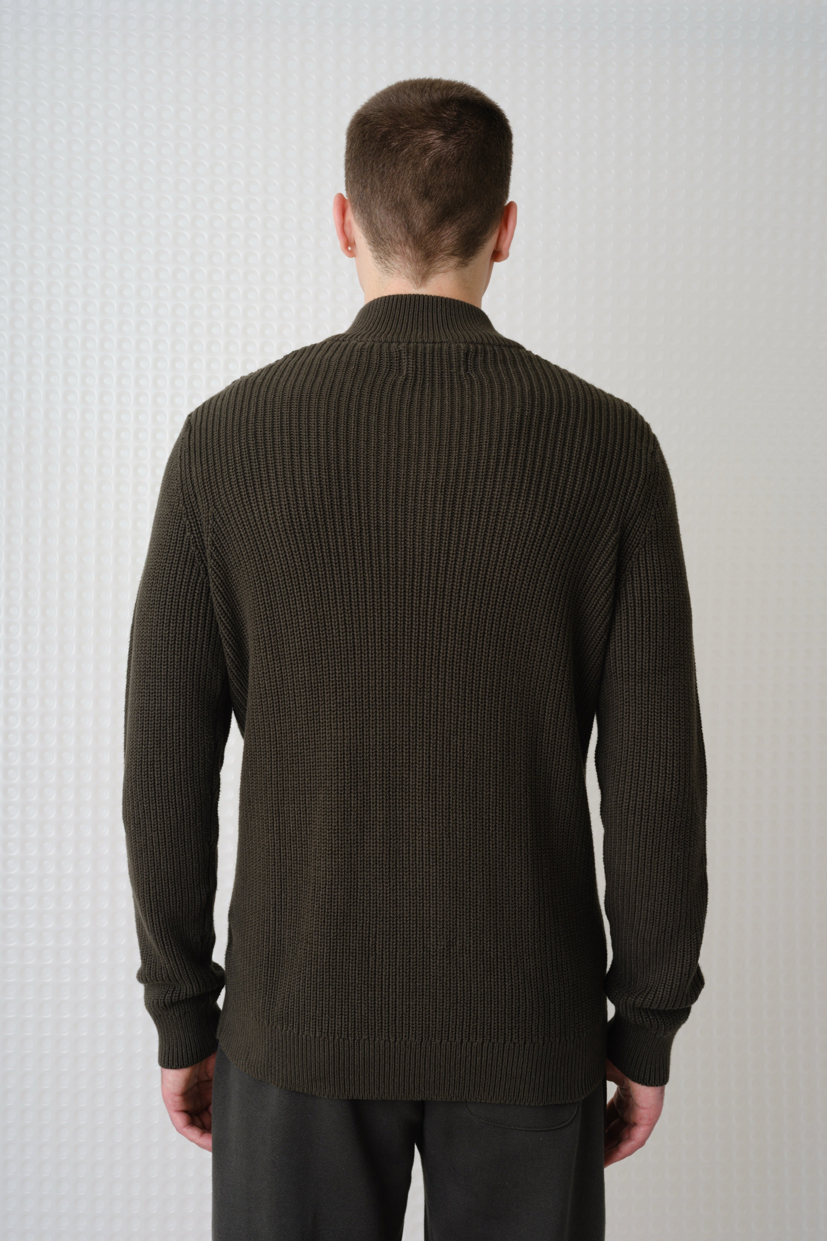 Herning - Quarter Zip Knit - Dark Olive