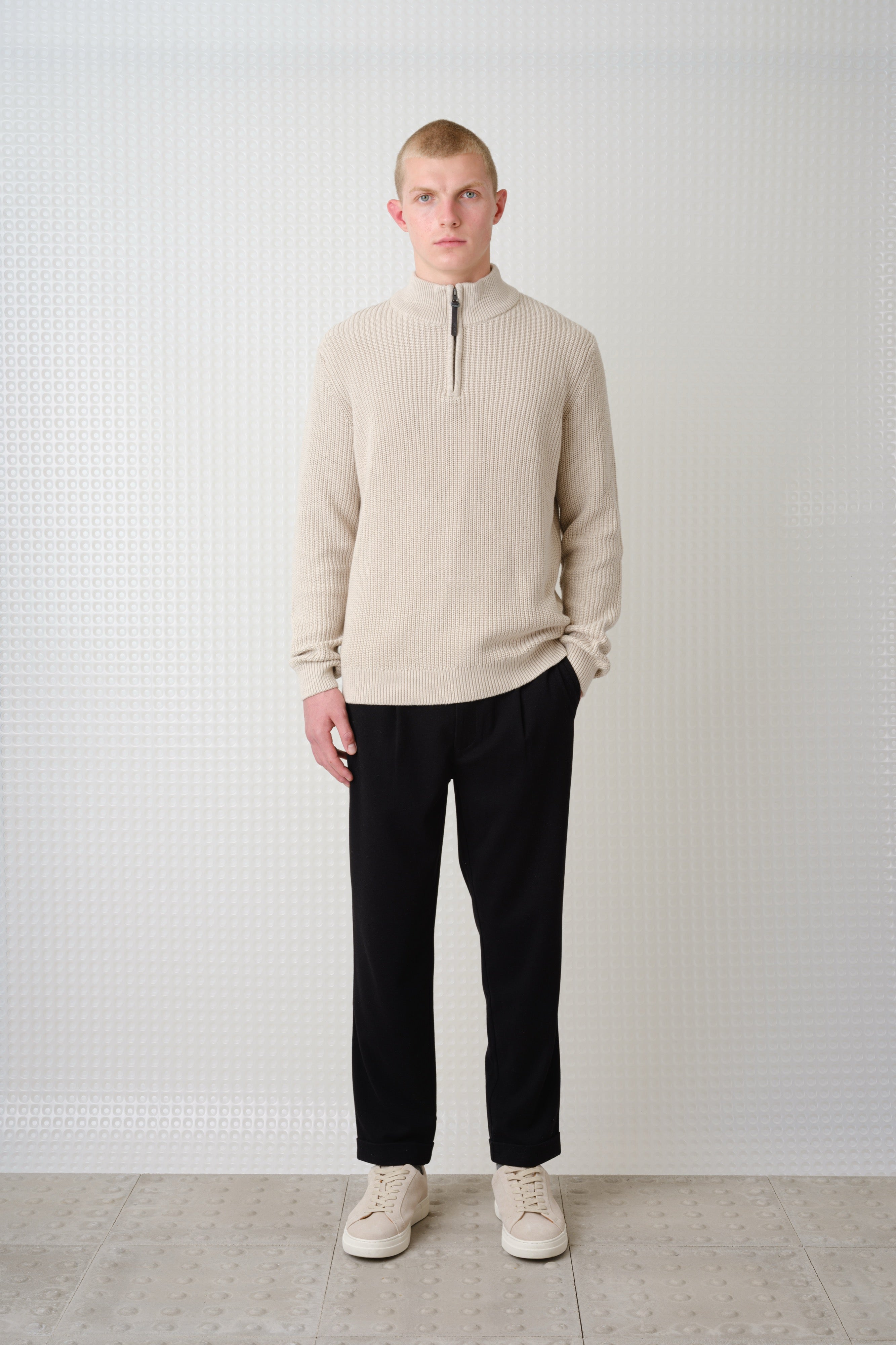 Herning - Quarter Zip Knit - Putty
