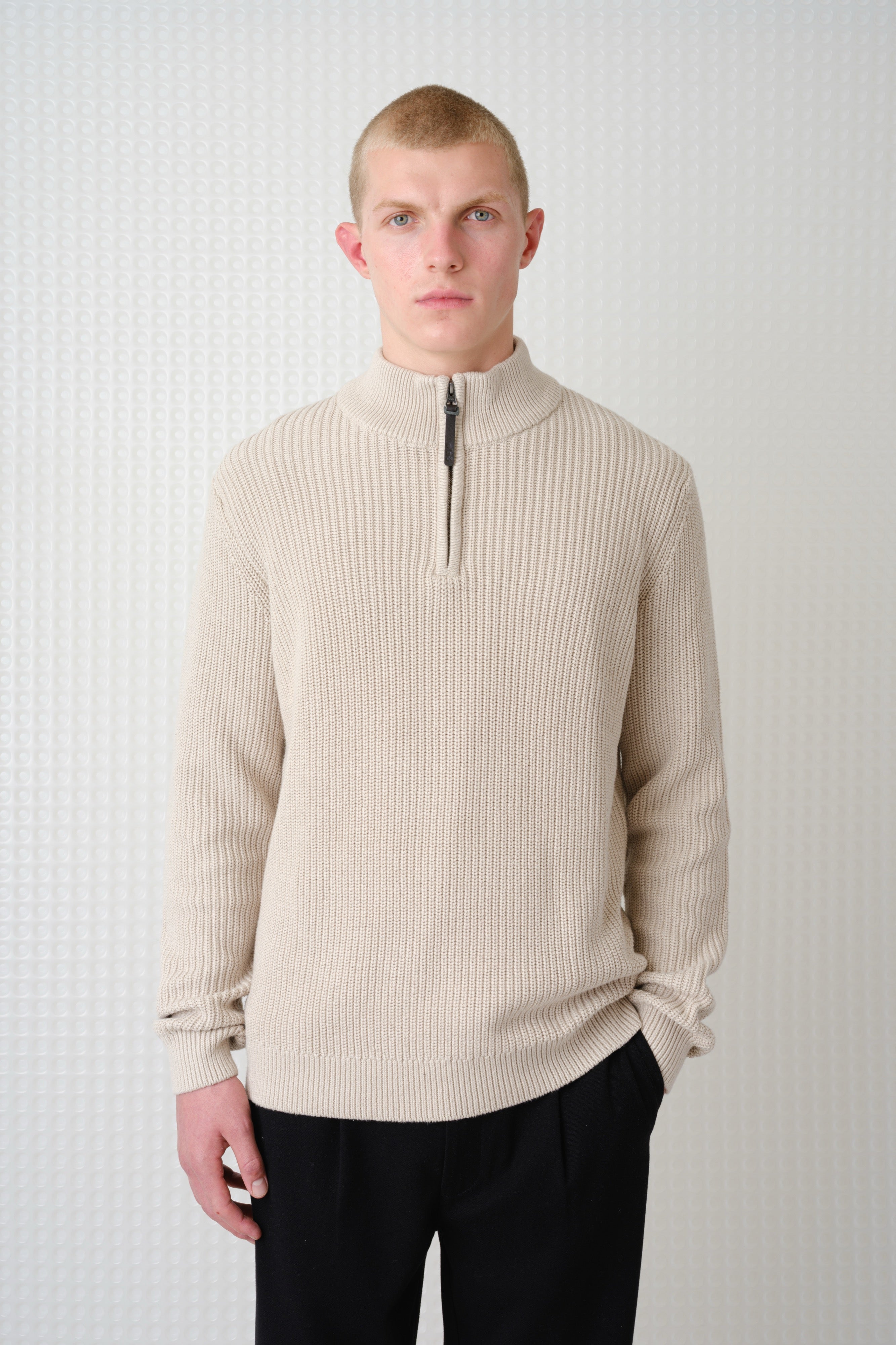 Herning - Quarter Zip Knit - Putty