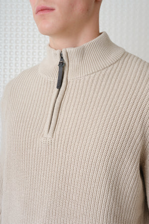 Herning - Quarter Zip Knit - Putty
