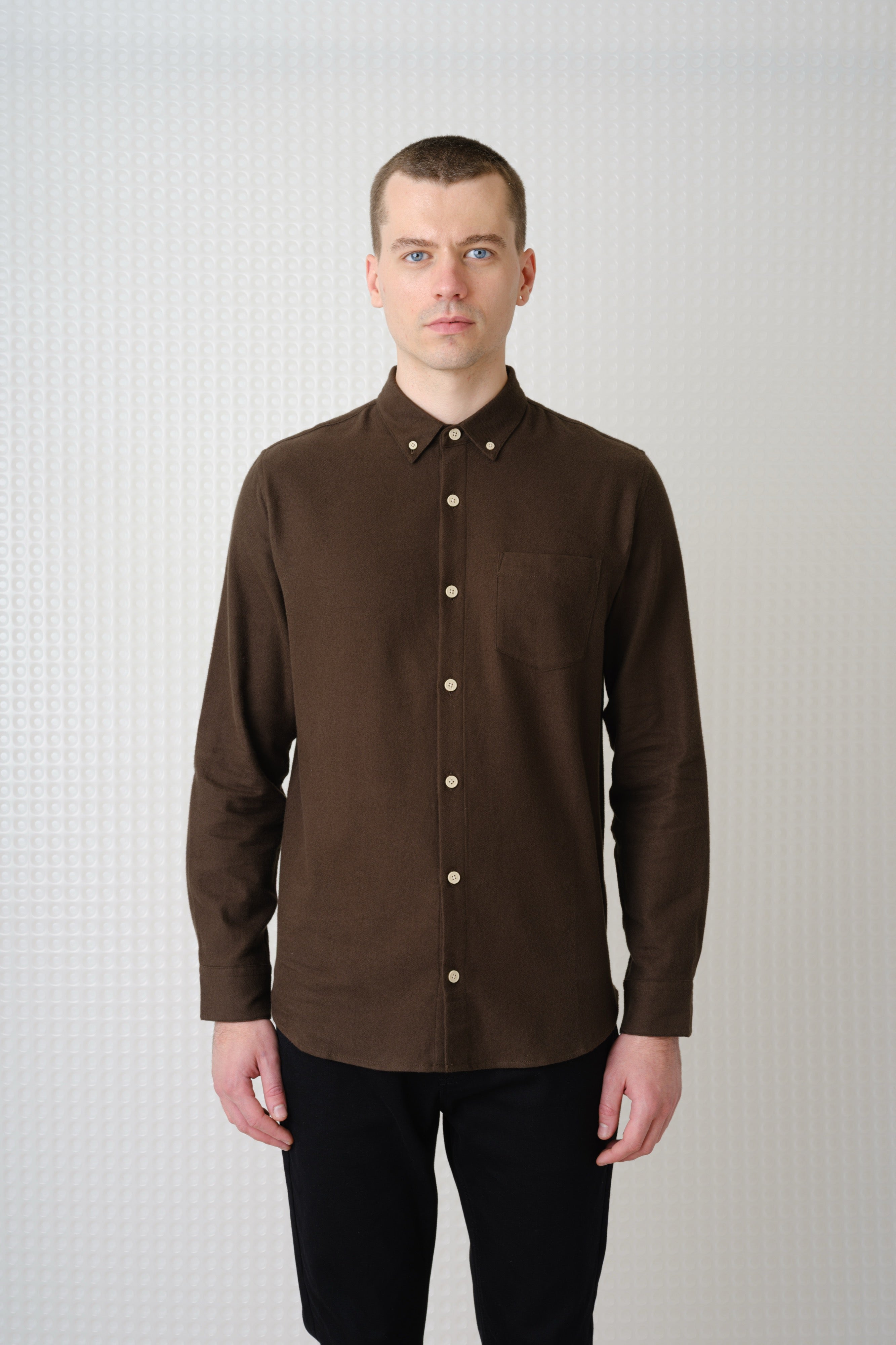 Lenny - Flannel Button Down Shirt - Dark Khaki