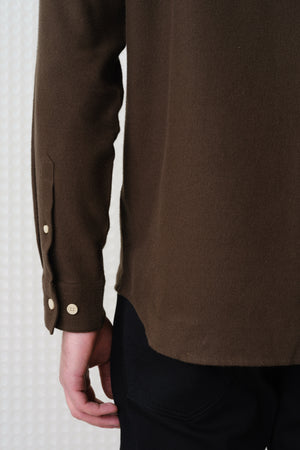 Lenny - Flannel Button Down Shirt - Dark Khaki