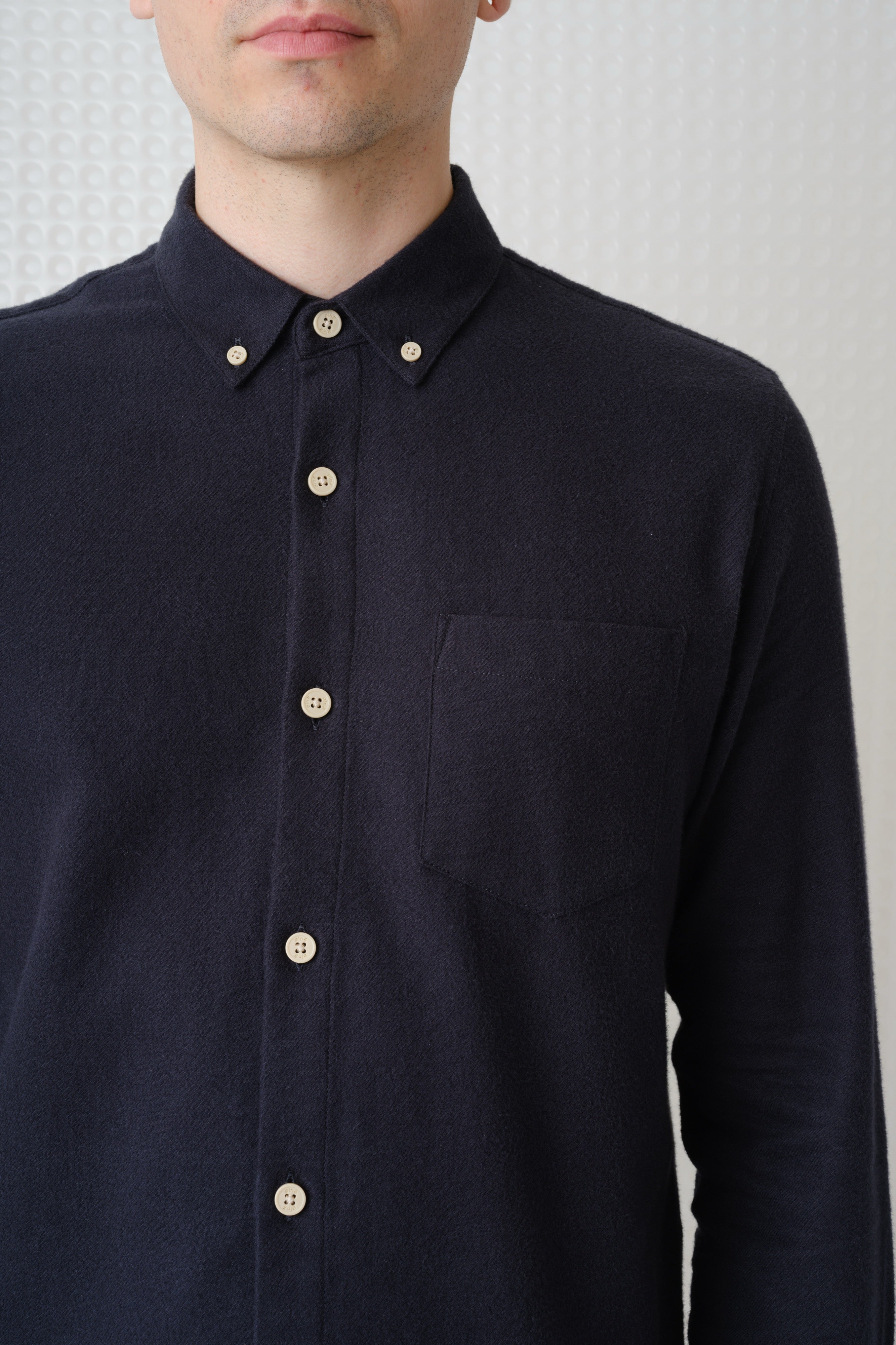 Lenny - Flannel Button Down Shirt - Navy