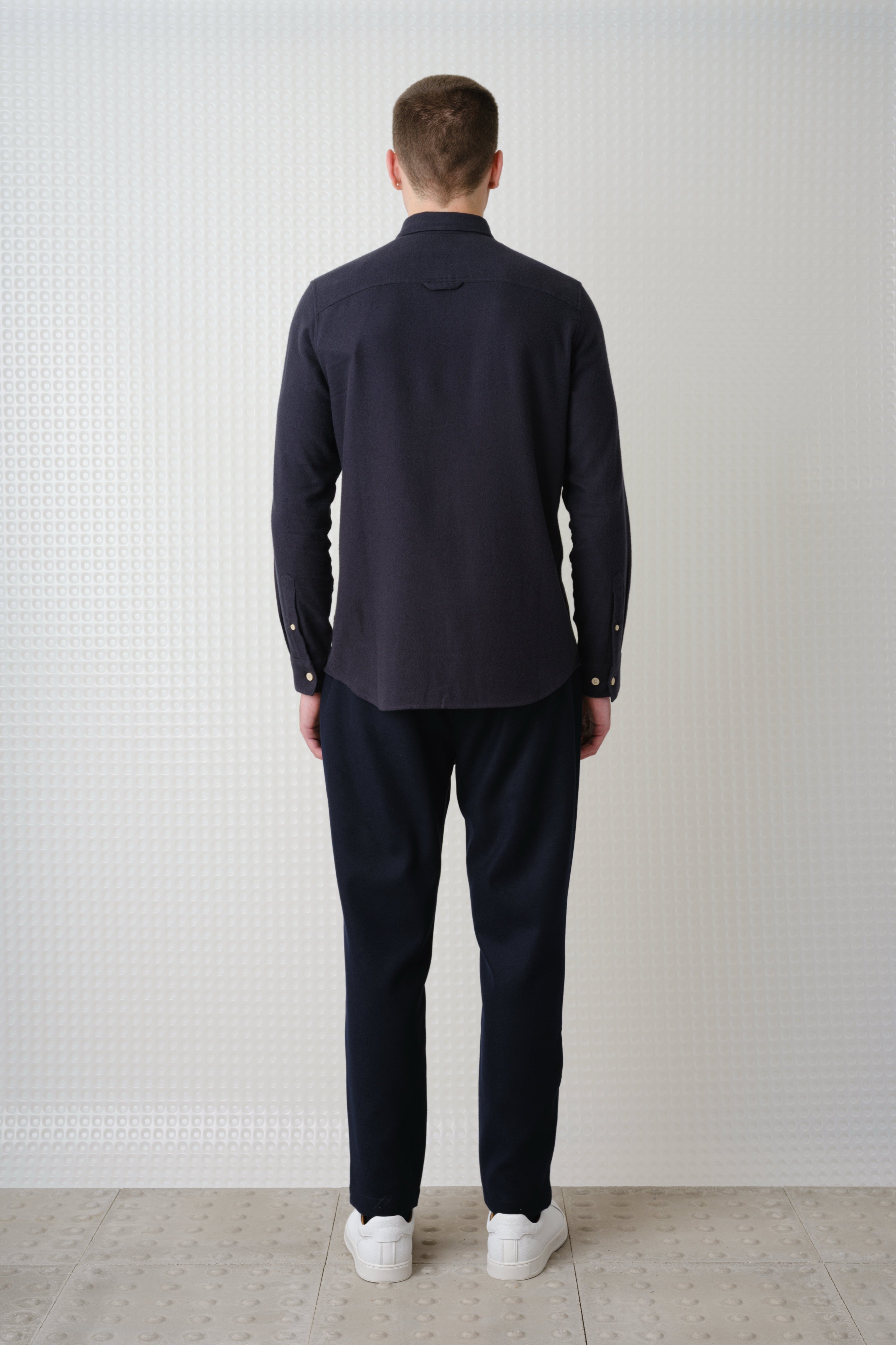 Lenny - Flannel Button Down Shirt - Navy
