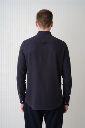Lenny - Flannel Button Down Shirt - Navy