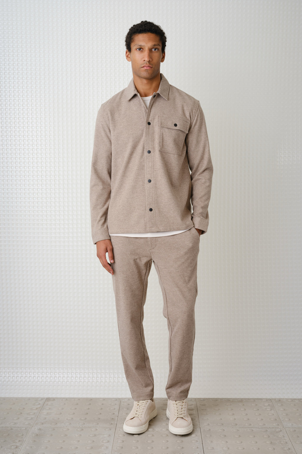 Ryan - Herringbone Jersey Trouser - Mushroom
