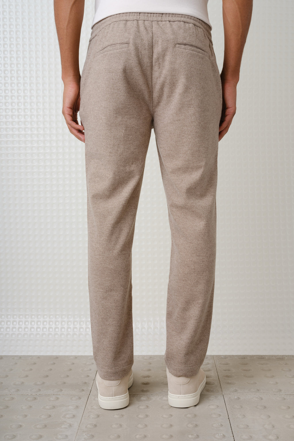 Ryan - Herringbone Jersey Trouser - Mushroom