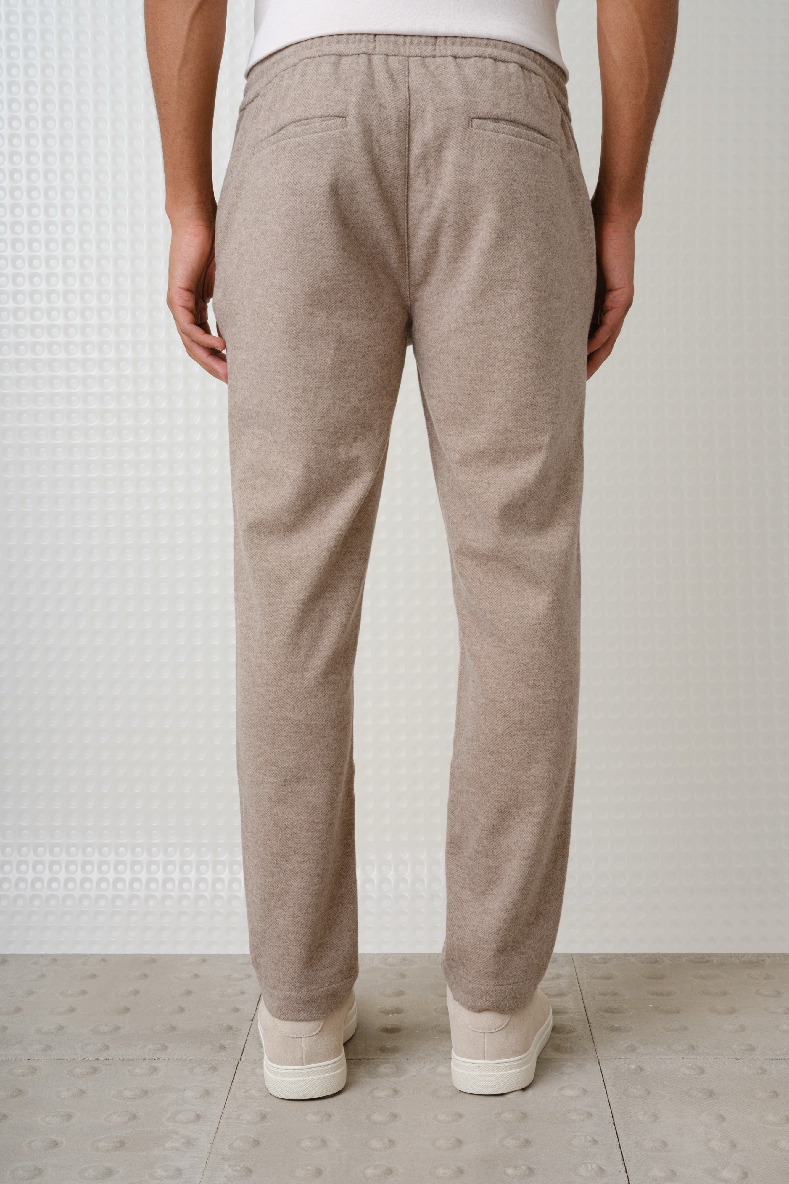 Ryan - Herringbone Jersey Trouser - Mushroom