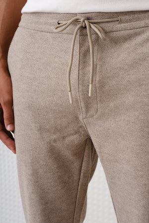 Ryan - Herringbone Jersey Trouser - Mushroom