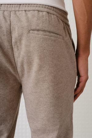 Ryan - Herringbone Jersey Trouser - Mushroom