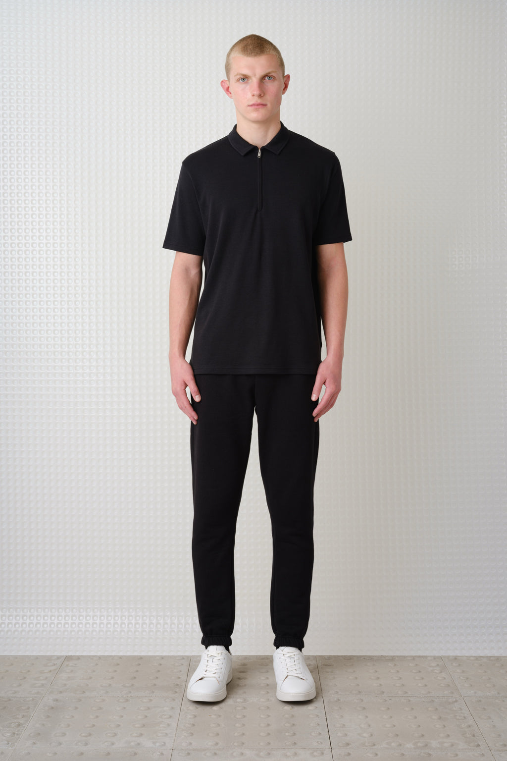 Saint - 260GSM Interlock Zip Polo - Black