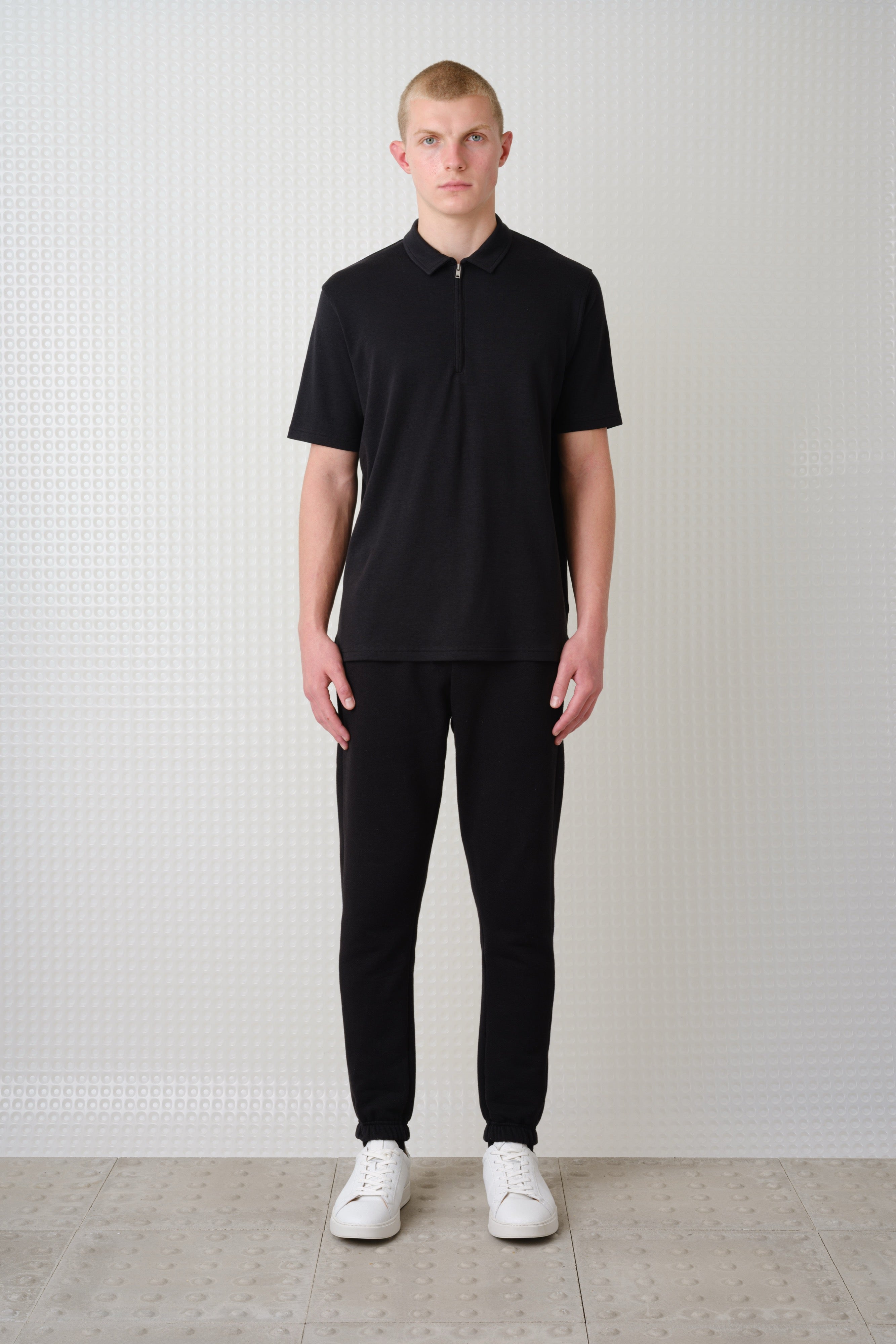 Saint - 260GSM Interlock Zip Polo - Black