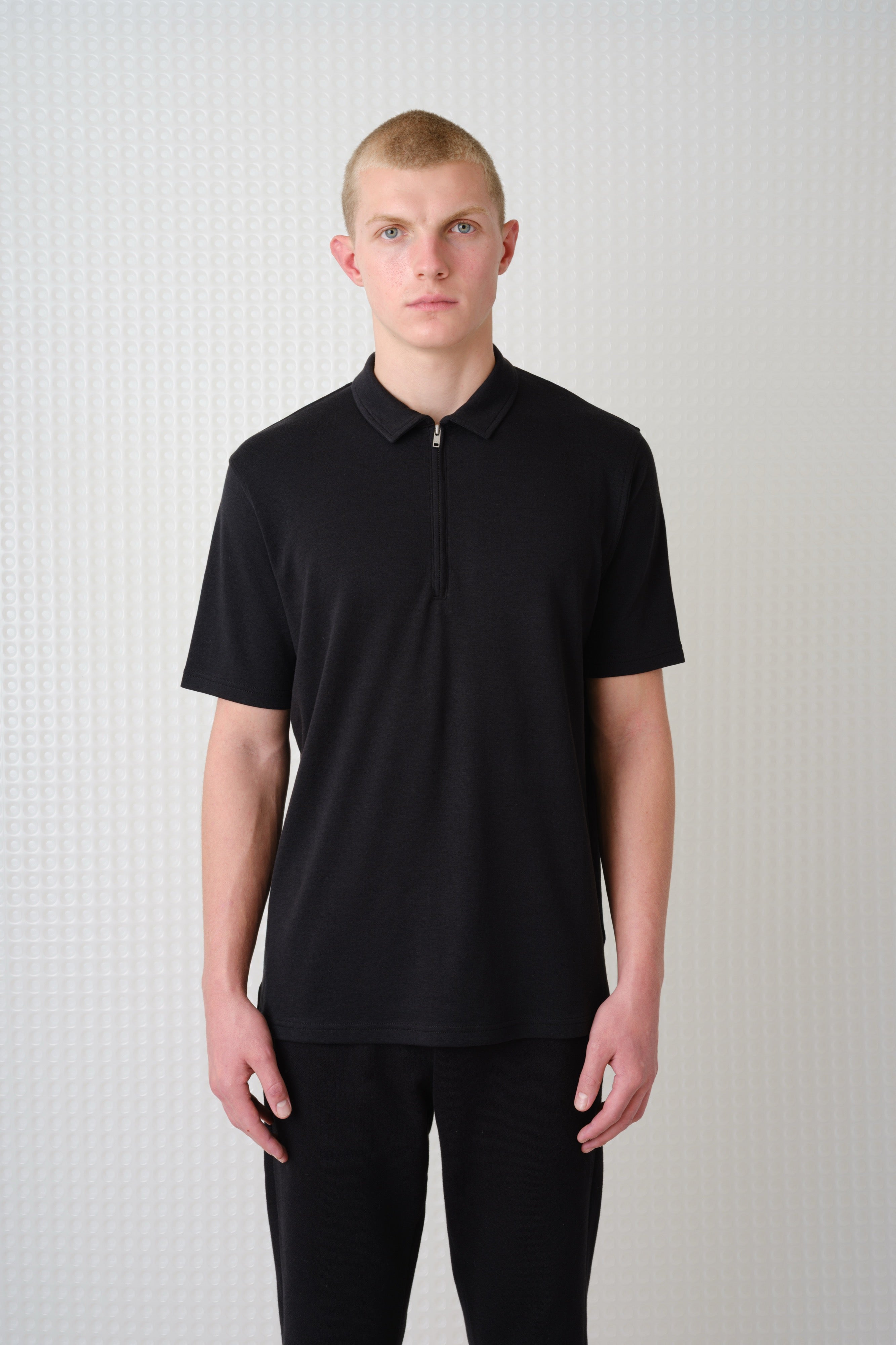 Saint - 260GSM Interlock Zip Polo - Black