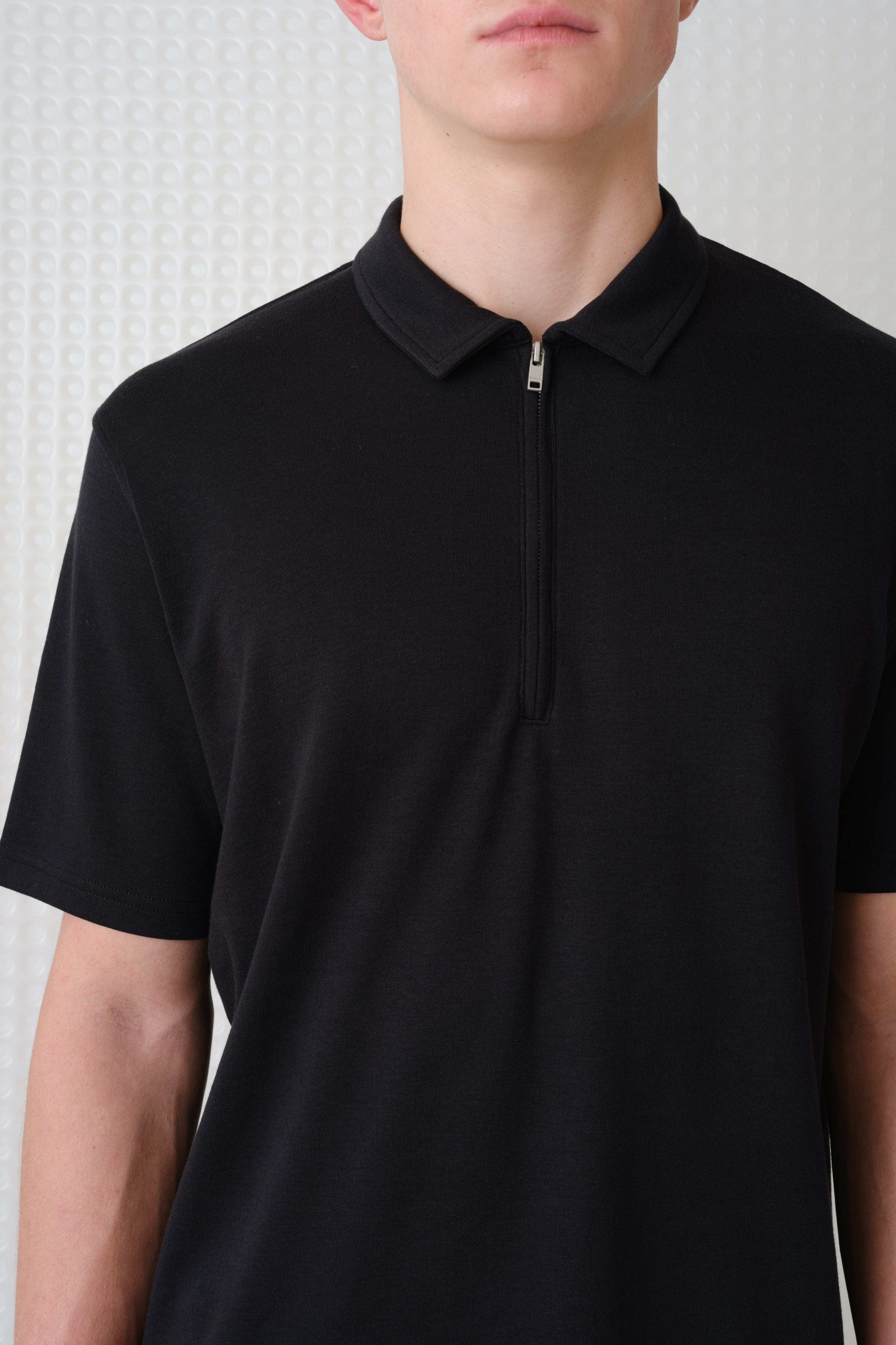 Saint - 260GSM Interlock Zip Polo - Black