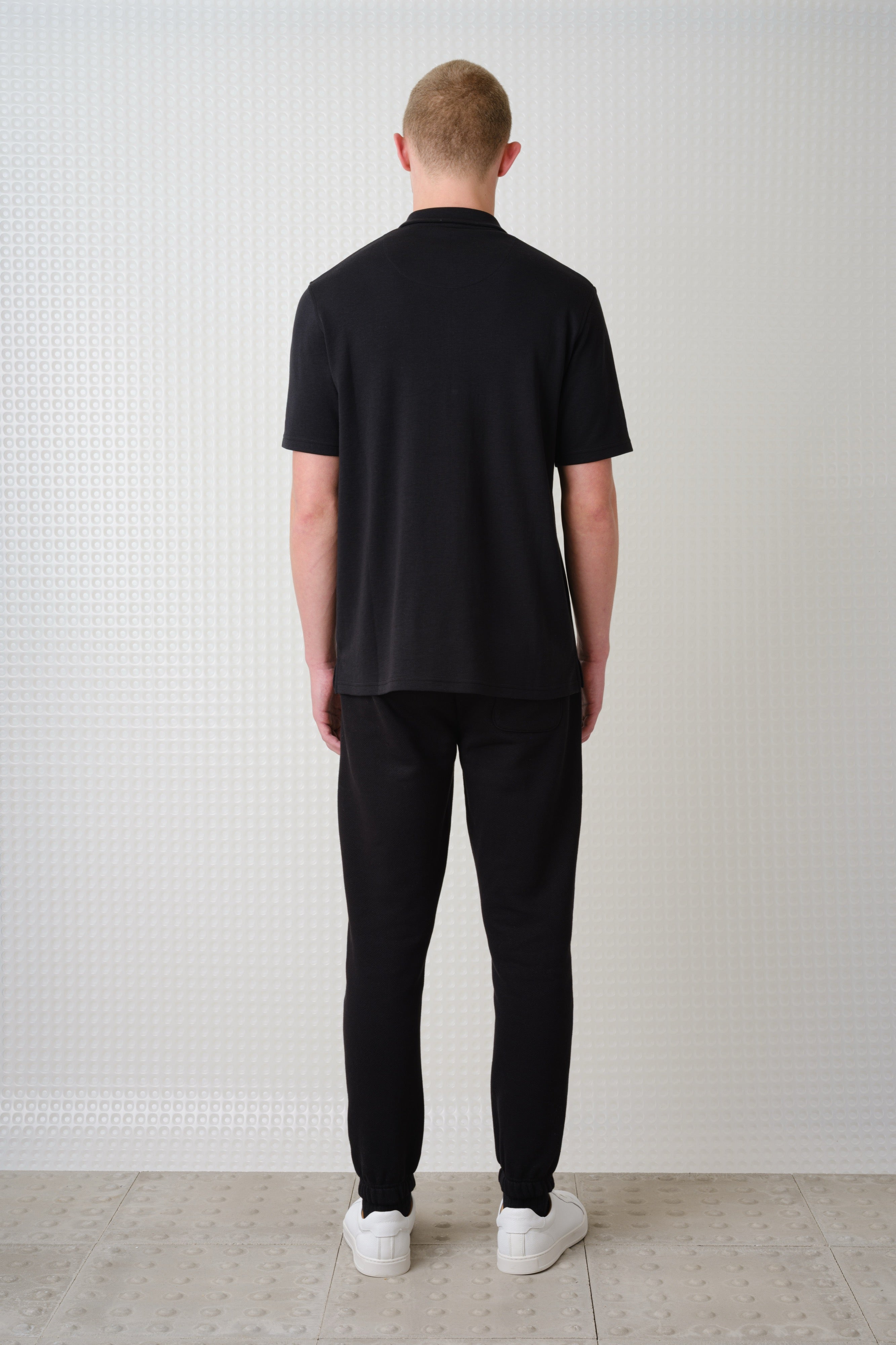 Saint - 260GSM Interlock Zip Polo - Black