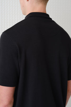 Saint - Interlock Zip Polo - Black