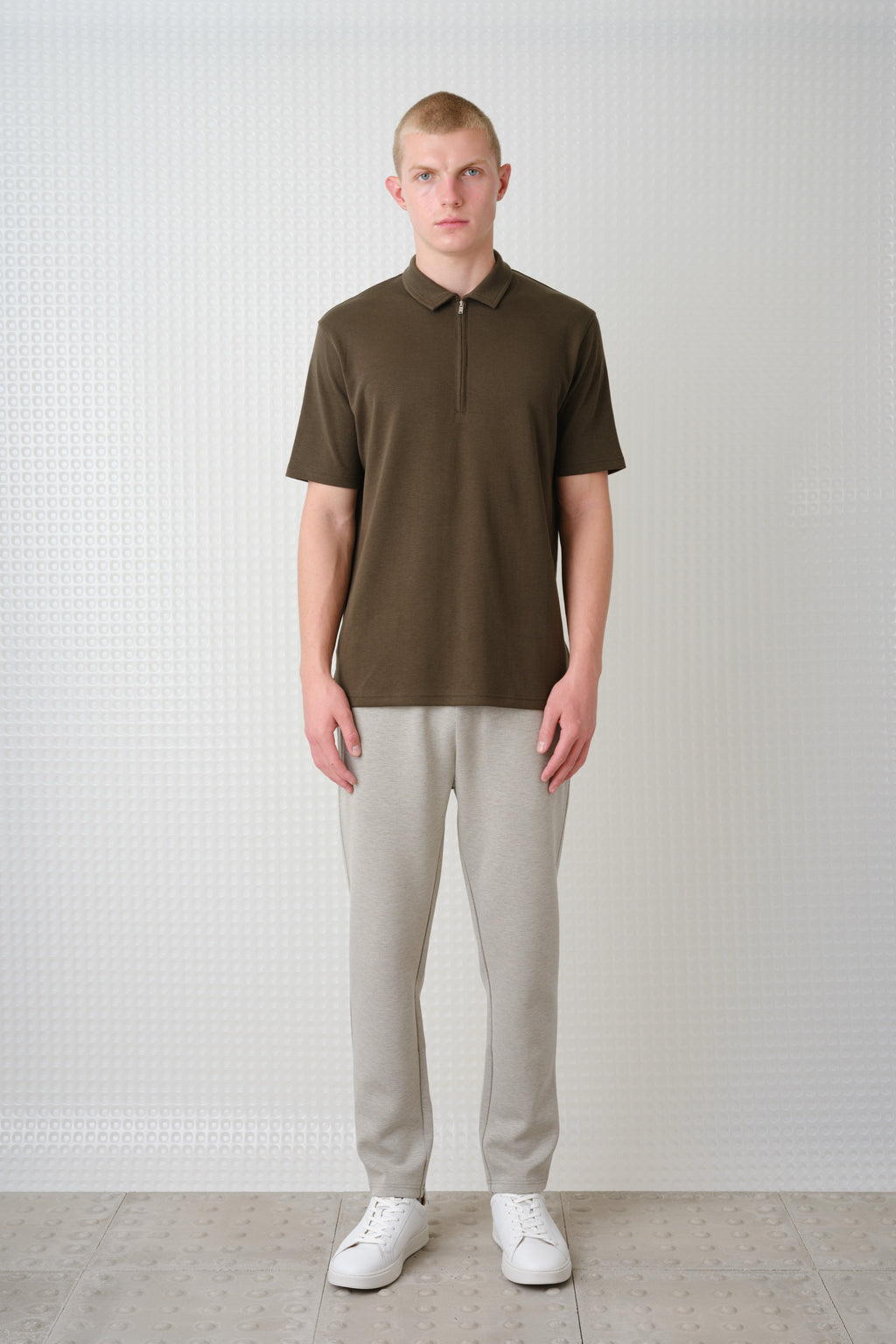 Saint - 260GSM Interlock Zip Polo - Olive